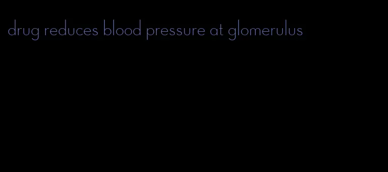 drug reduces blood pressure at glomerulus
