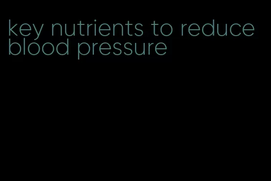 key nutrients to reduce blood pressure