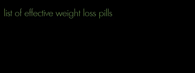 list of effective weight loss pills