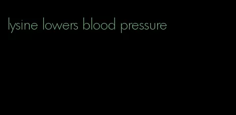 lysine lowers blood pressure