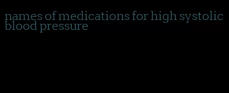 names of medications for high systolic blood pressure