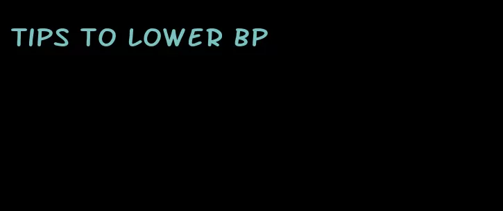 tips to lower bp