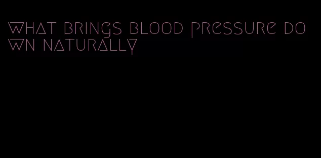 what brings blood pressure down naturally